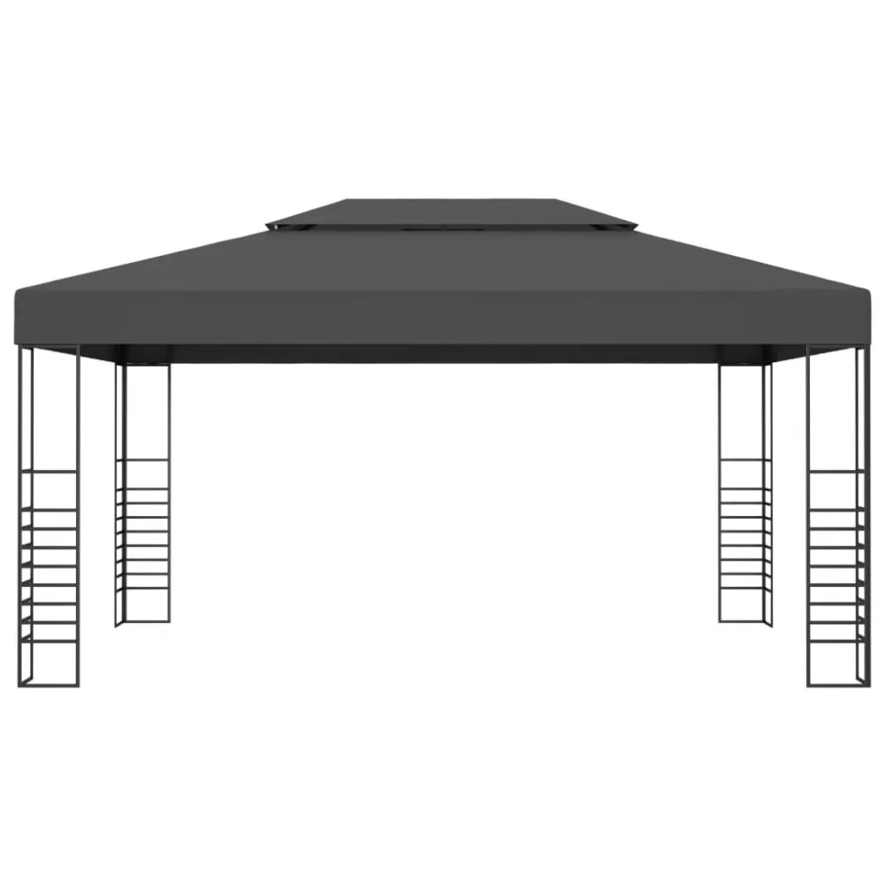Projetor de Jardim Gazebo com cordões de luzes LED 3x4 m antracite