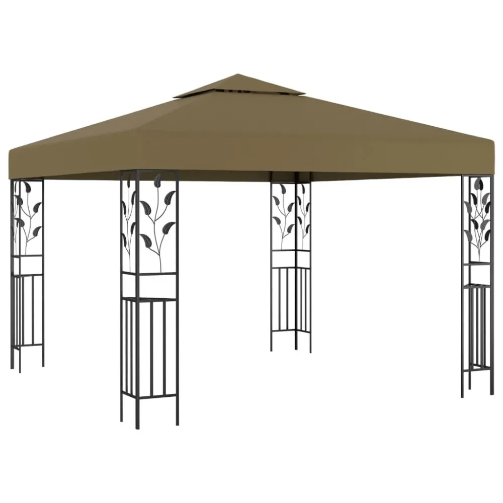 Refletor LED Solar Gazebo com cordões de luzes LED 3x3 m cinza-acastanhado
