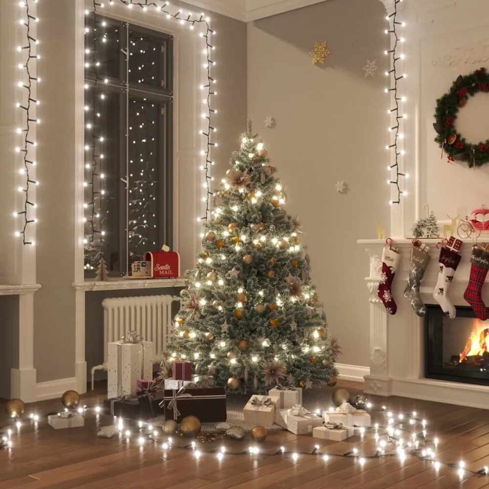 Resistente à Intempérie Cordão de luzes compacto 400 luzes LED 13 m PVC branco glacial