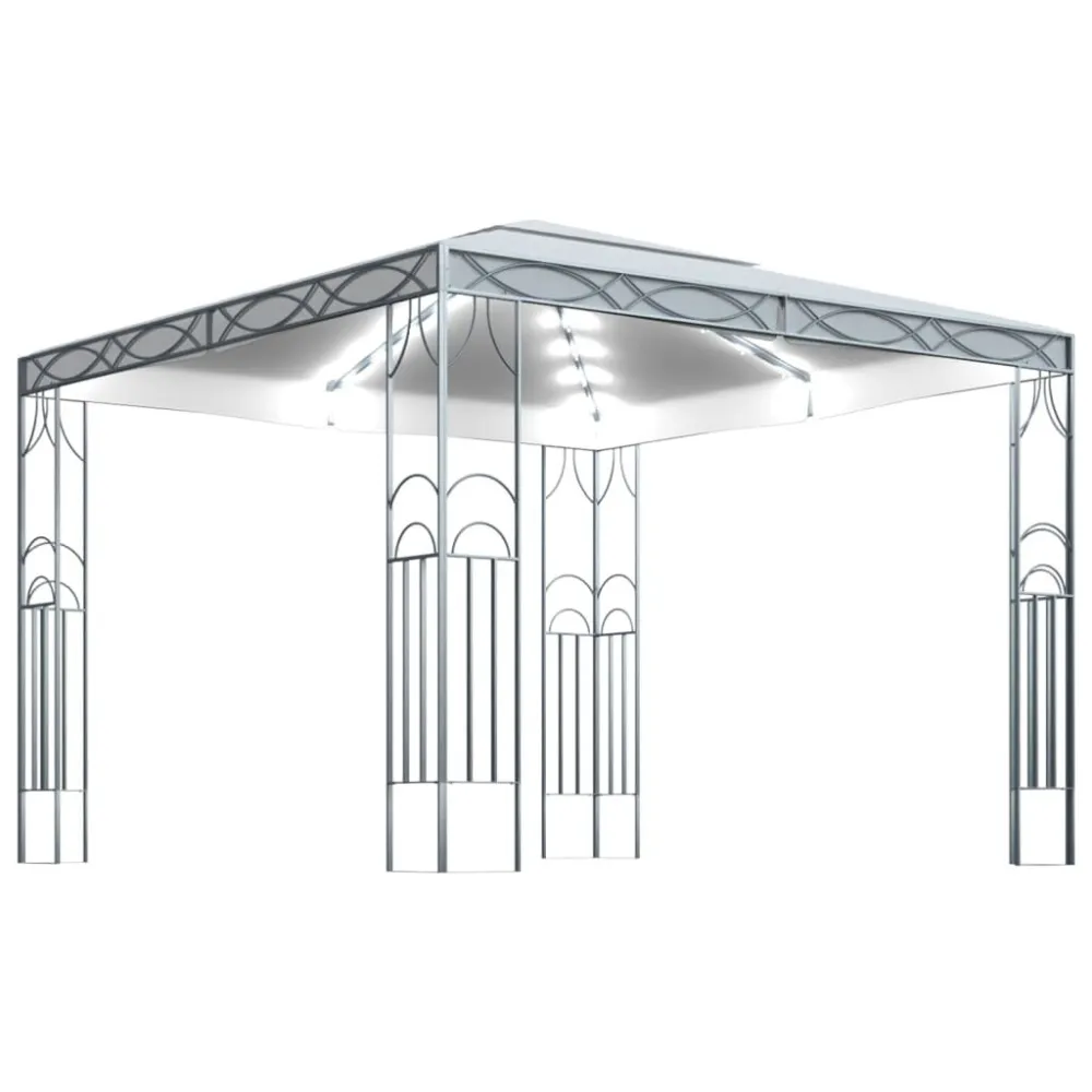 Resistente à Intempérie Gazebo com cordões de luzes LED 300x300 cm cor creme