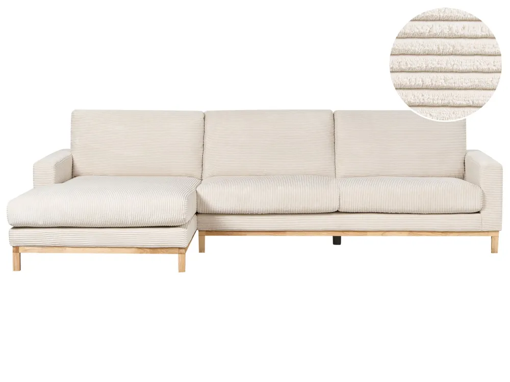 Right Hand Enorme Cord Corner Sofa Light Beige SIGGARD para Fachada
