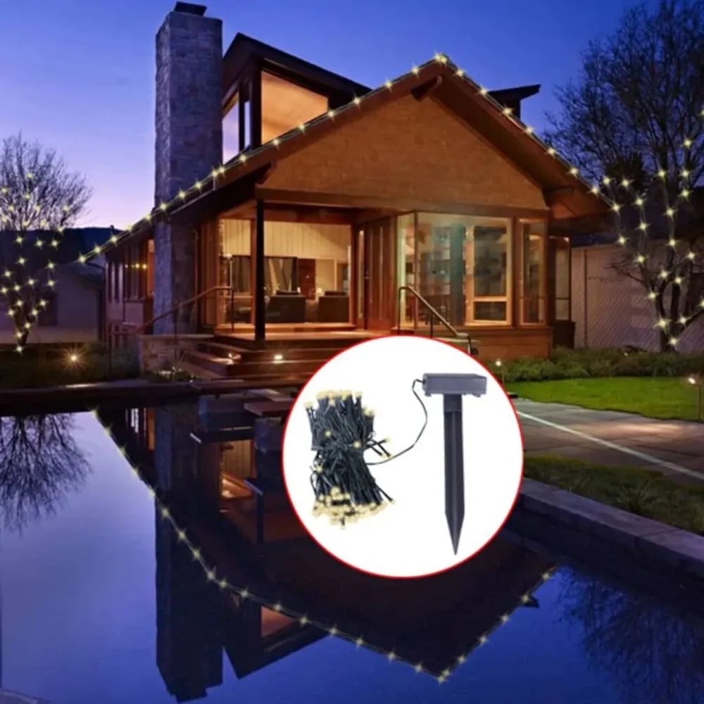 Spot de Embutir 40698 Cordão de luzes LED solar decoração de natal branco ardente