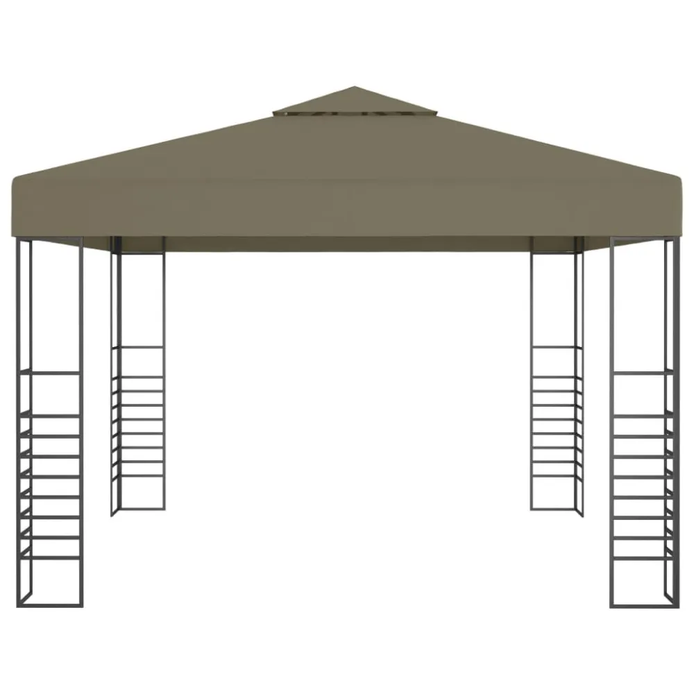 Tenda de jardim com cordões de luzes LED 3x3 m cinza-acastanhado (À Prova de Intempéries)