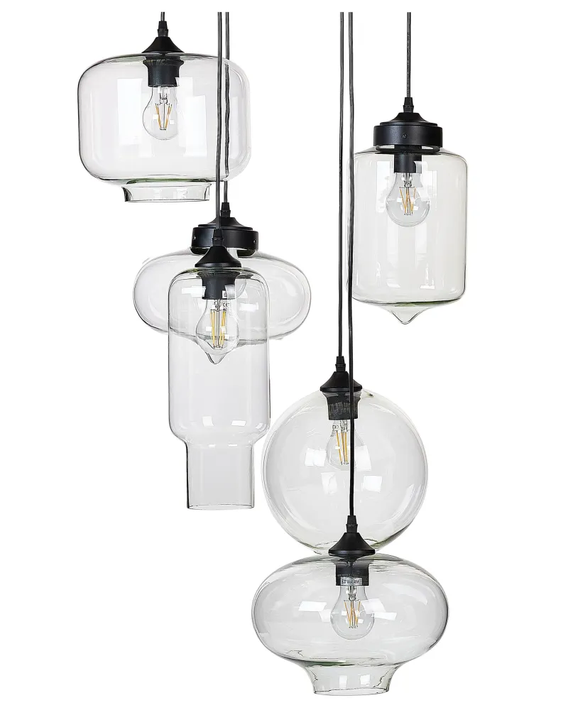 6 Light Glass Pendant Lamp Transparente BEMBOKA