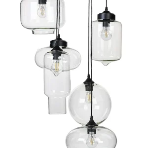 6 Light Glass Pendant Lamp Transparente BEMBOKA