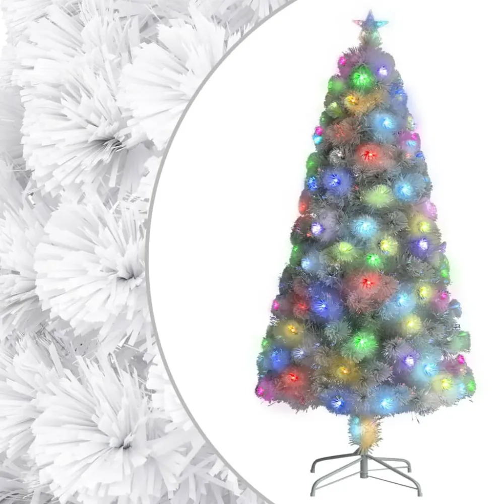 Árvore Natal artificial pré-iluminada 120 cm fibra ótica branco Estilo Vintage