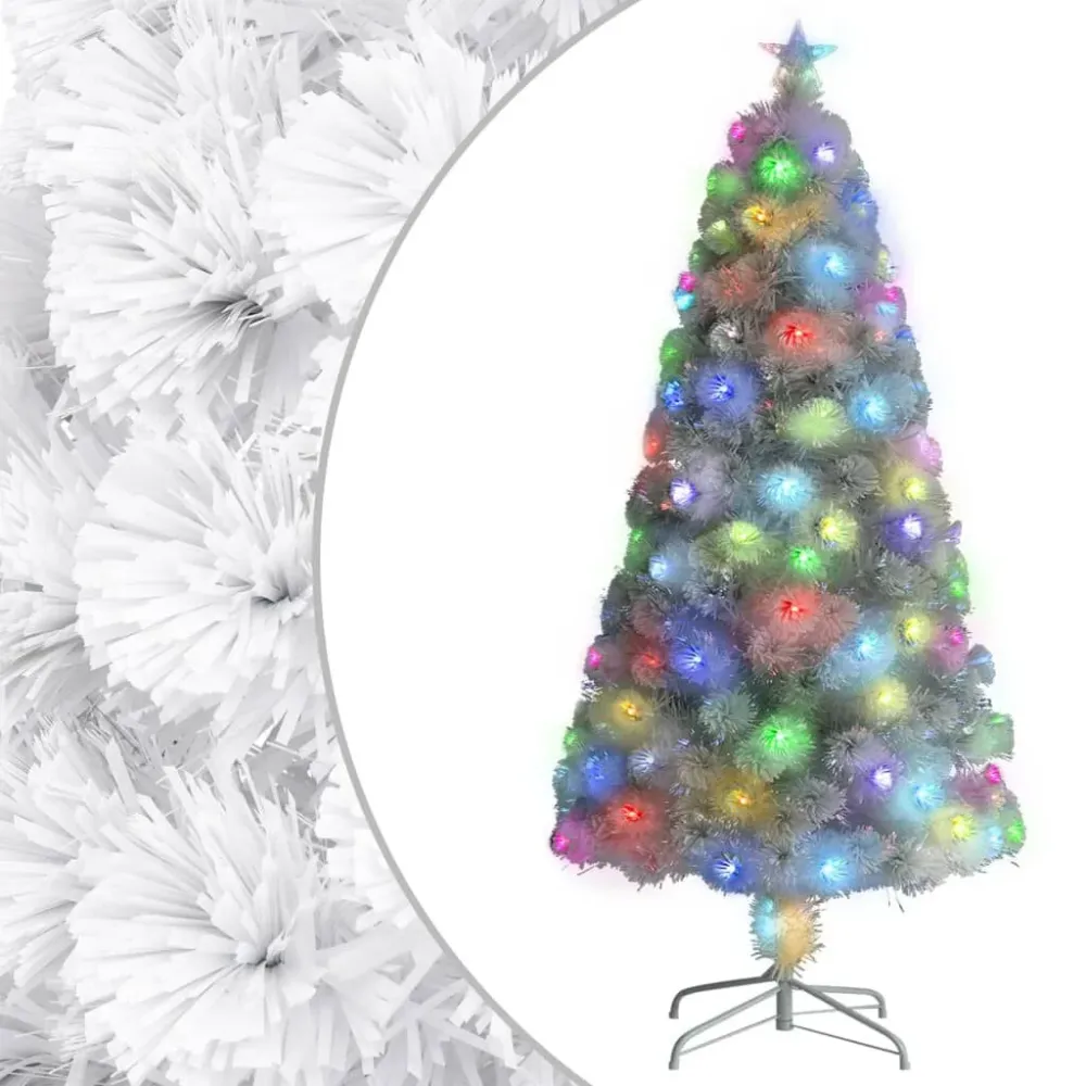 Árvore Natal artificial pré-iluminada 120 cm fibra ótica branco Estilo Vintage