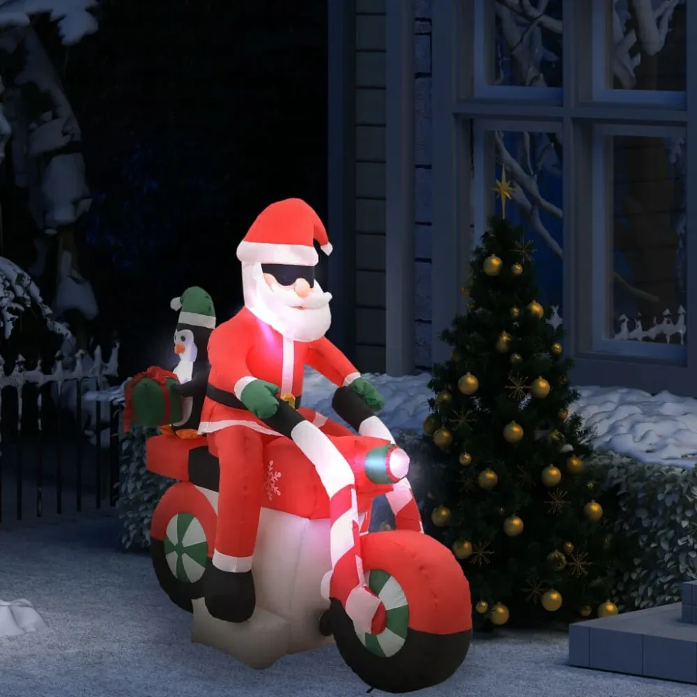Pai Natal de mota insuflável LED IP44 160 cm Fácil Limpeza
