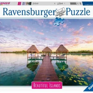 Puzzle Highlights Beautiful Islands Vista Tropical - 1000 Peças - Ravensburger com Estrutura em Alumínio