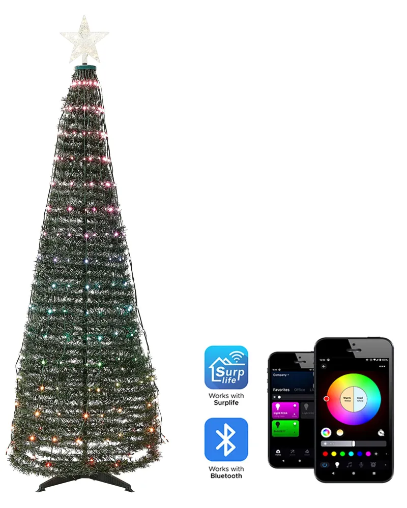 Luminária para Estacionamento Árvore de Natal com iluminação LED e aplicação para telemóvel 188 cm SAARLOQ
