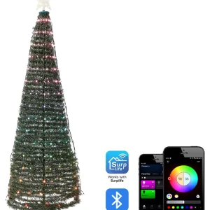 Árvore de Natal com iluminação LED e aplicação para telemóvel 160 cm SAARLOQ com Garantia Estendida