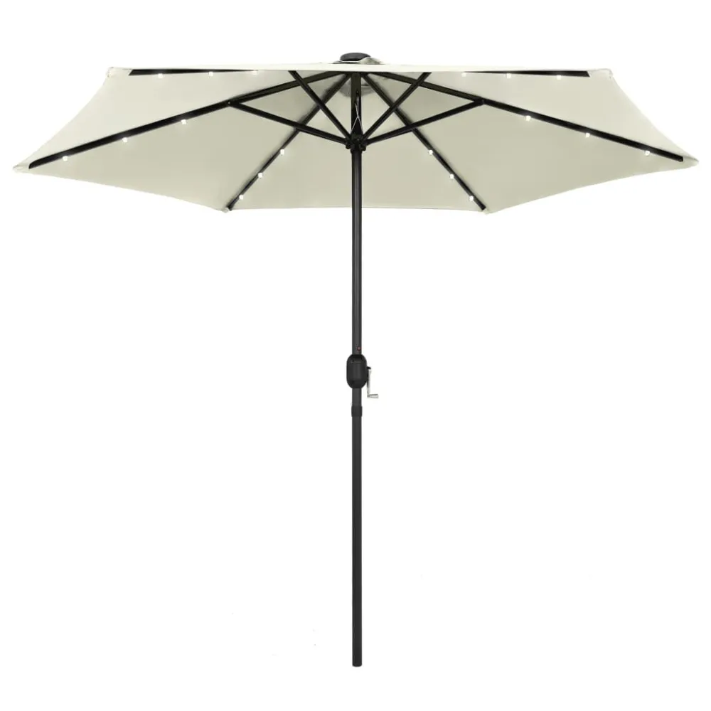 Alta Luminosidade Guarda-sol jardim luzes LED/poste alumínio 270 cm branco areia