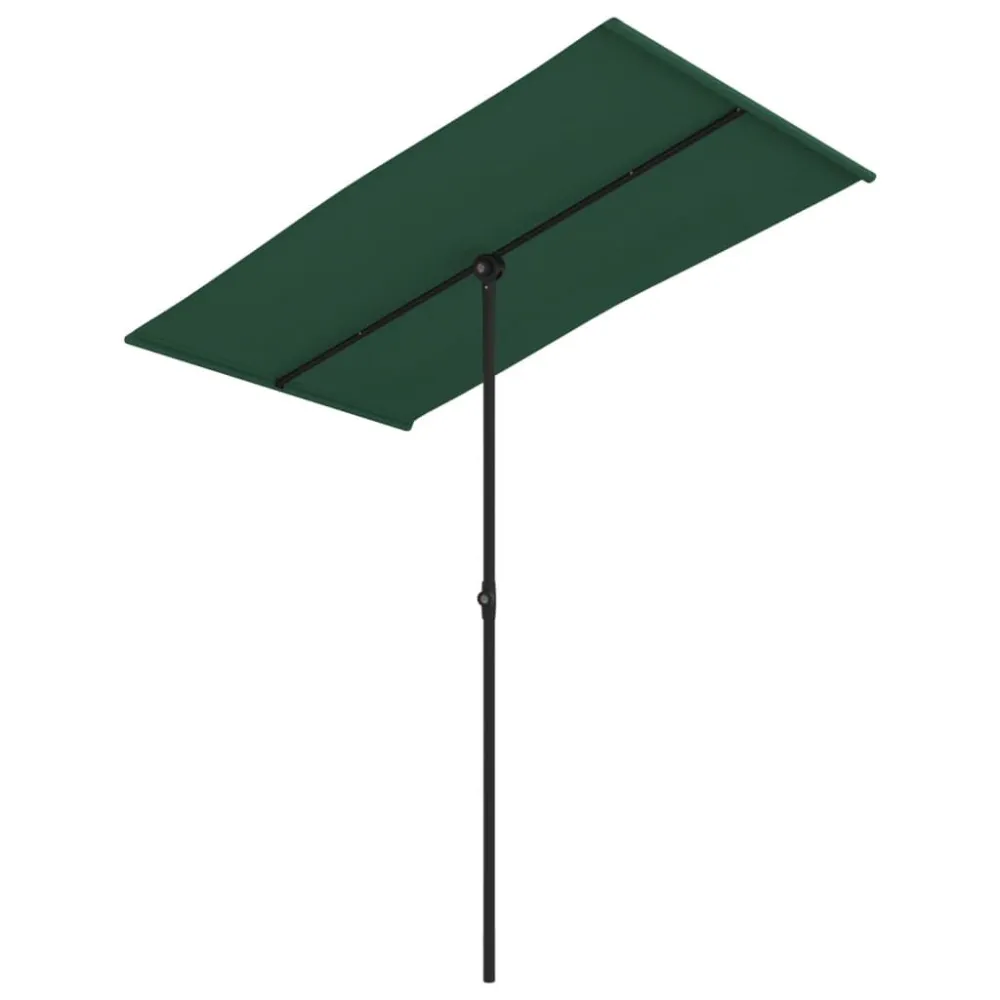 Fita LED à Prova d'Água Guarda-sol de jardim com poste de alumínio 180x110 cm verde