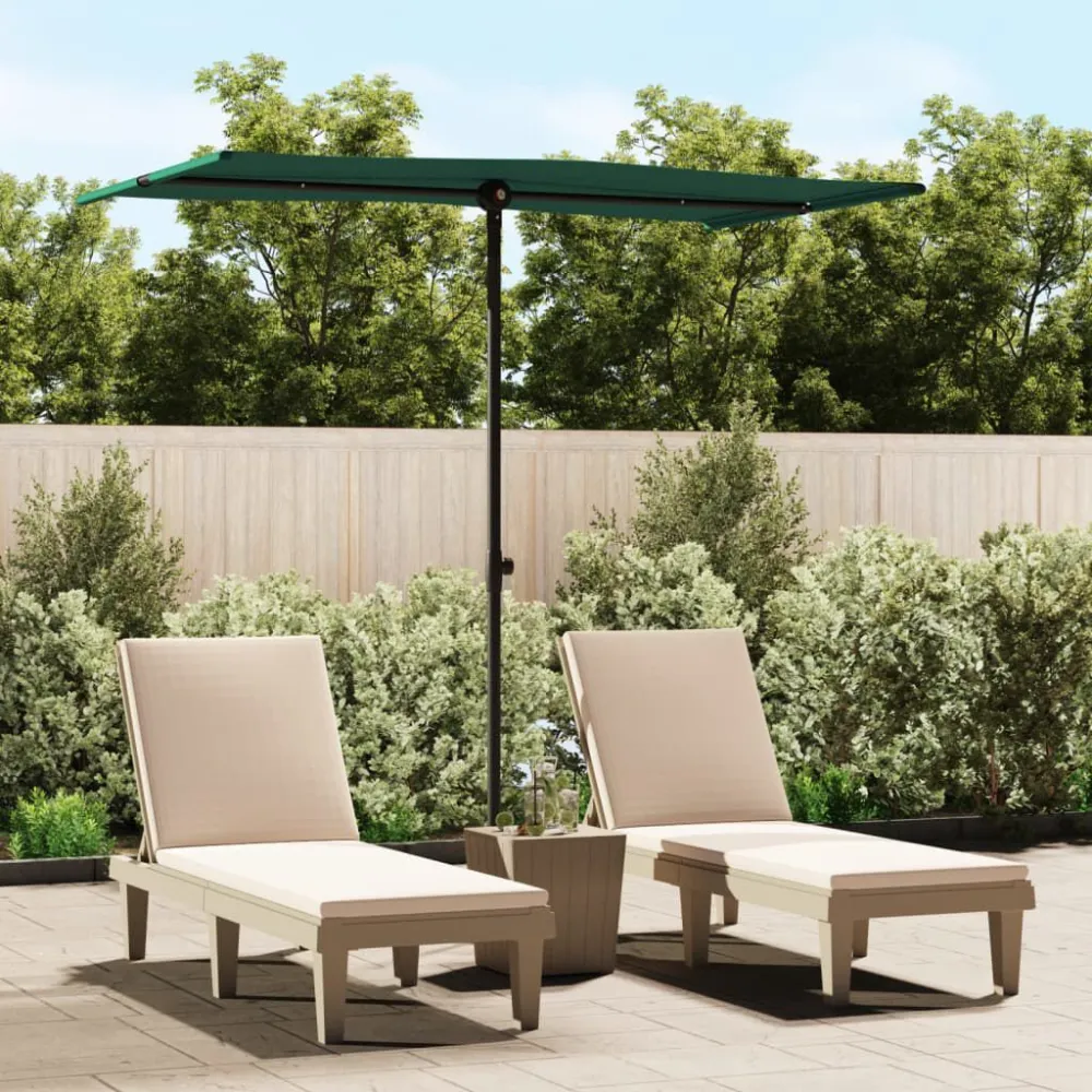 Fita LED à Prova d'Água Guarda-sol de jardim com poste de alumínio 180x110 cm verde