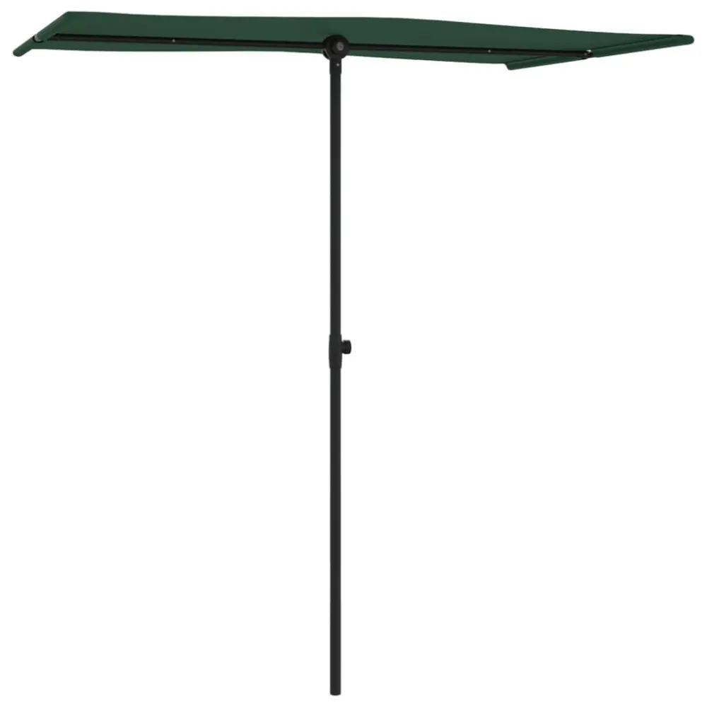 Fita LED à Prova d'Água Guarda-sol de jardim com poste de alumínio 180x110 cm verde
