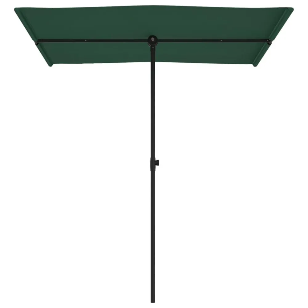 Fita LED à Prova d'Água Guarda-sol de jardim com poste de alumínio 180x110 cm verde