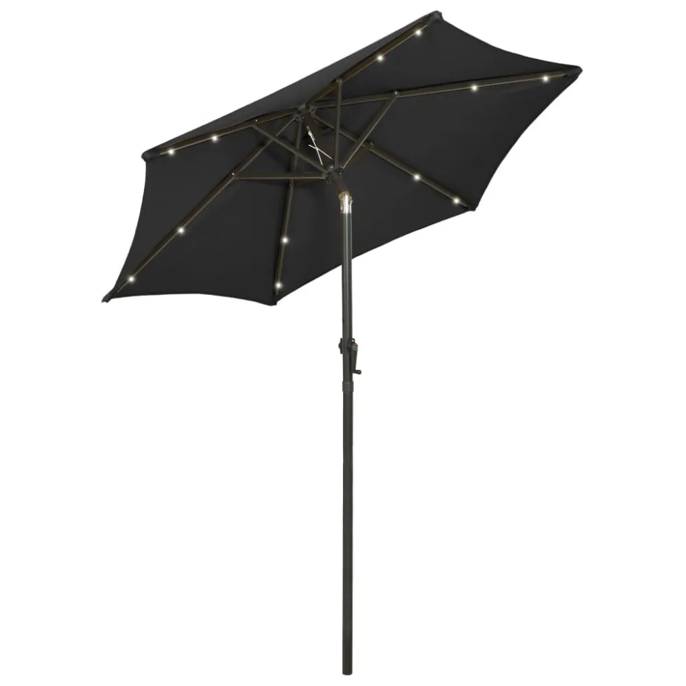 Fita LED à Prova d'Água Guarda-sol de jardim com luzes LED 200x211 cm alumínio preto