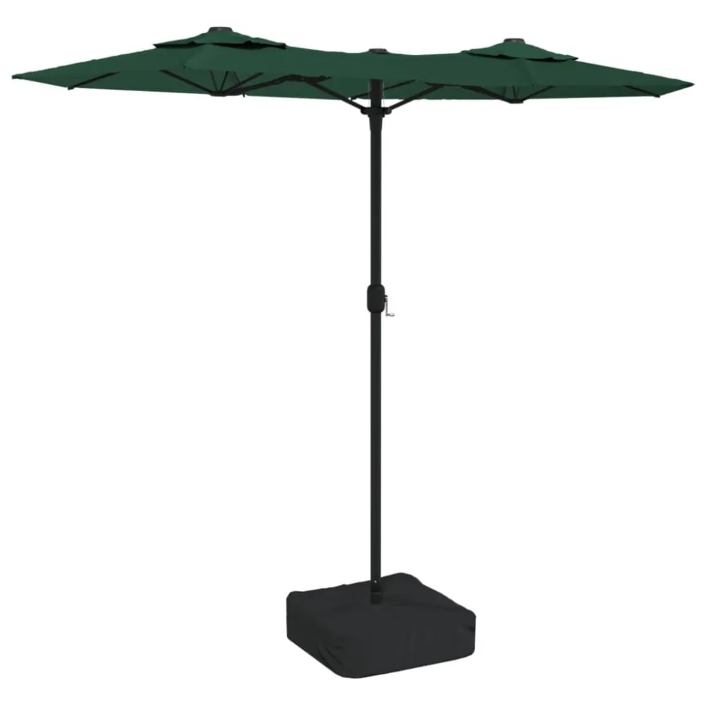 Fita LED à Prova d'Água Guarda-sol de jardim com cabeç dupla/luzes LED 316x240 cm verde