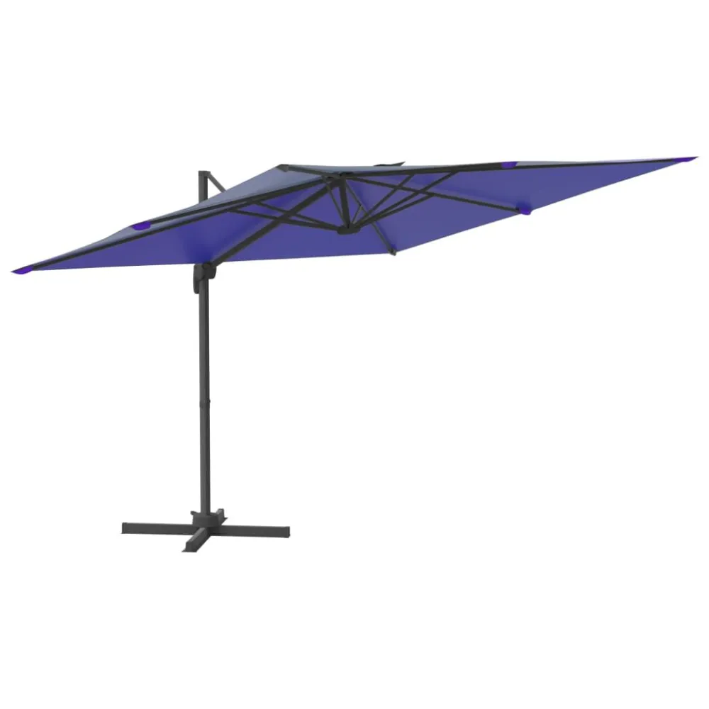 Guarda-sol cantilever com LEDs 400x300 cm azul-ciano para Jardim e Pátio