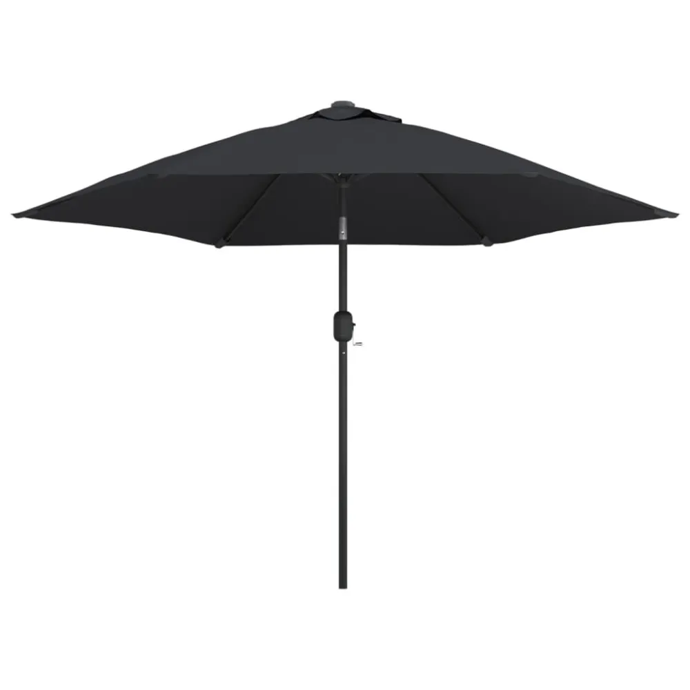 Guarda-sol exterior com luzes LED e poste ço 300 cm preto com Grau de Proteção IP67