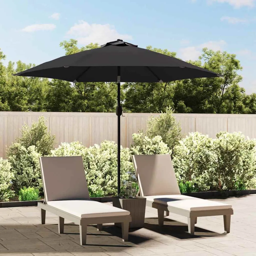 Guarda-sol exterior com luzes LED e poste ço 300 cm preto com Grau de Proteção IP67