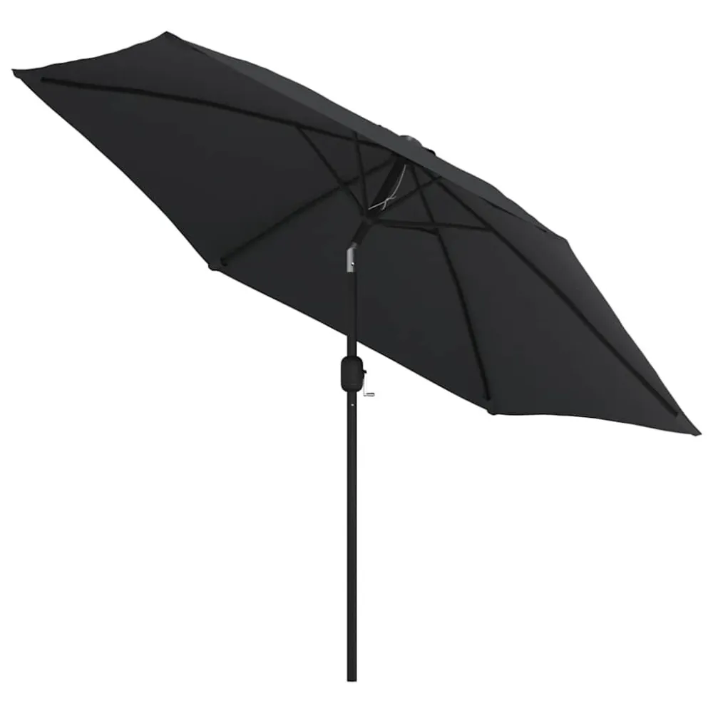 Guarda-sol exterior com luzes LED e poste ço 300 cm preto com Grau de Proteção IP67
