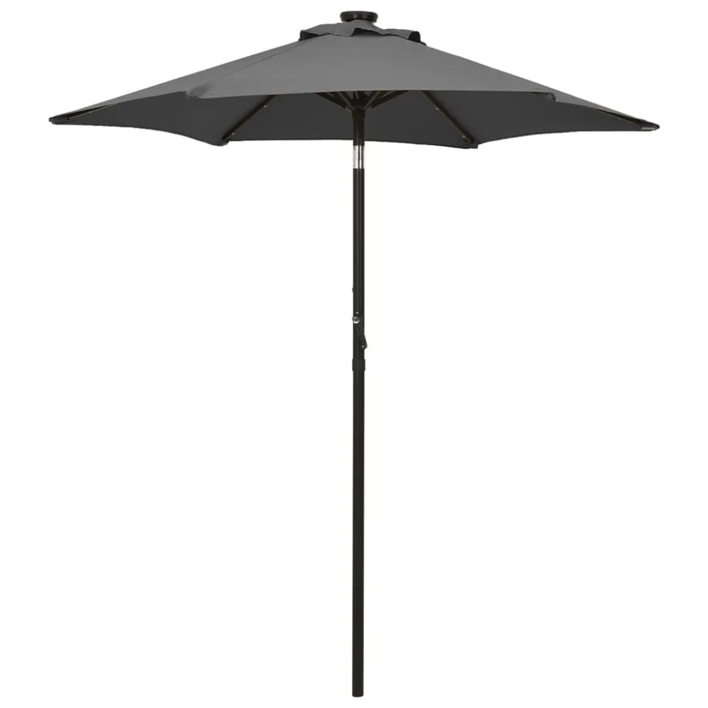 Guarda-sol de jardim com luzes LED 200x211 cm alumínio antracite Bateria de Lítio
