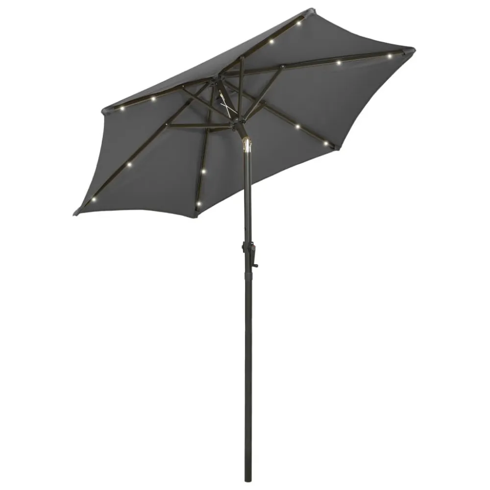 Guarda-sol de jardim com luzes LED 200x211 cm alumínio antracite Bateria de Lítio
