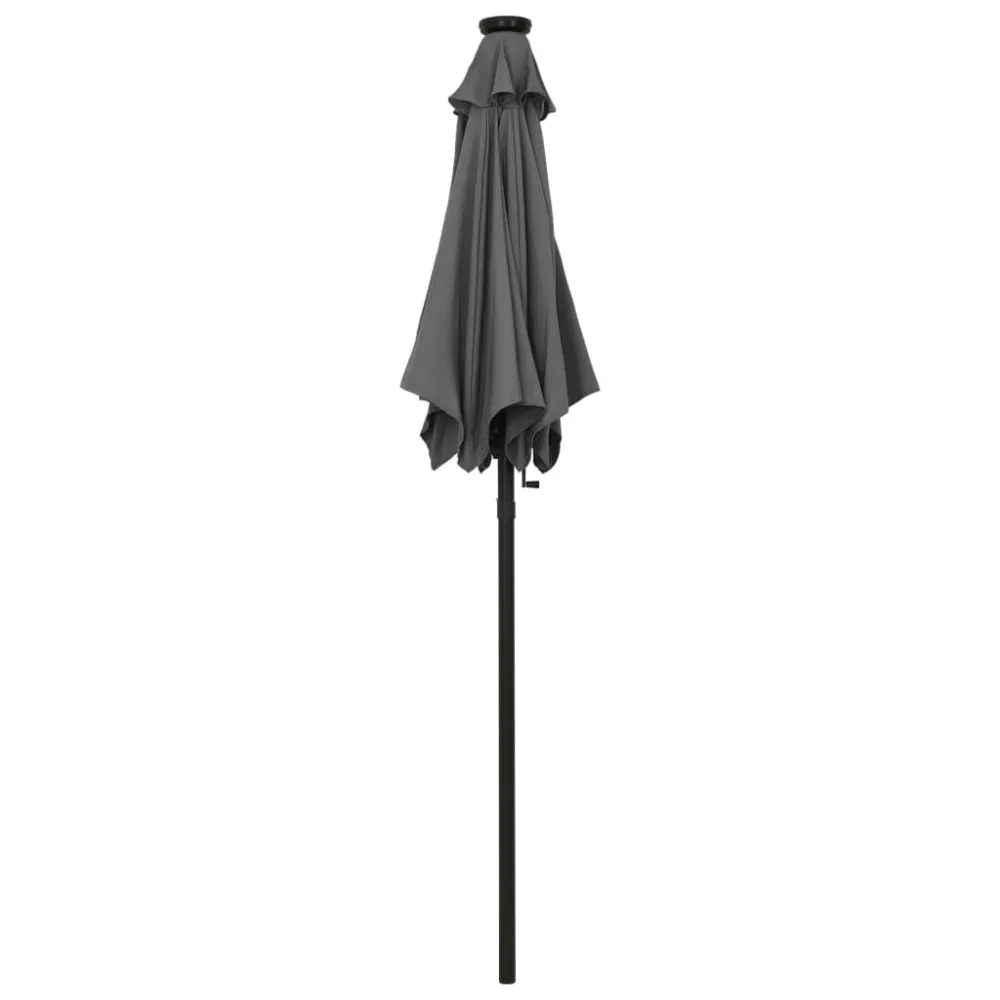 Guarda-sol de jardim com luzes LED 200x211 cm alumínio antracite Bateria de Lítio
