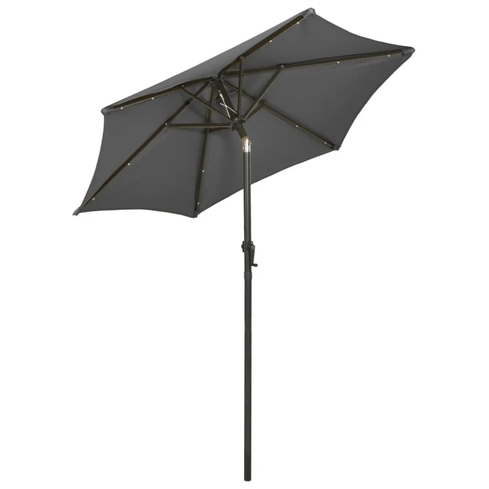 Guarda-sol de jardim com luzes LED 200x211 cm alumínio antracite Bateria de Lítio