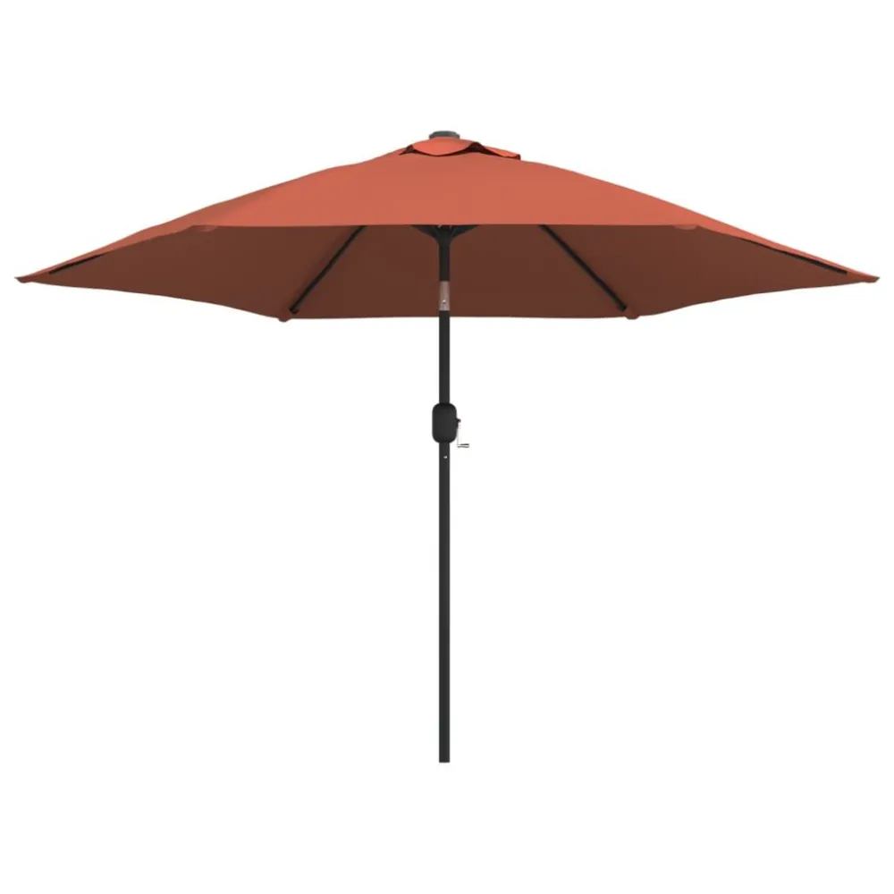 Guarda-sol de jardim com luzes LED e poste ço 300 cm terracota para Jardim e Pátio