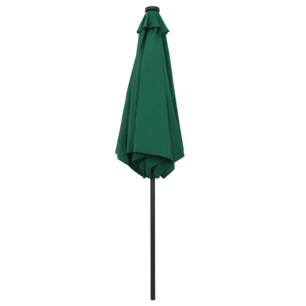 Guarda-sol de jardim com luzes LED e poste alumínio 270 cm verde Cor Branca Fria 6000K