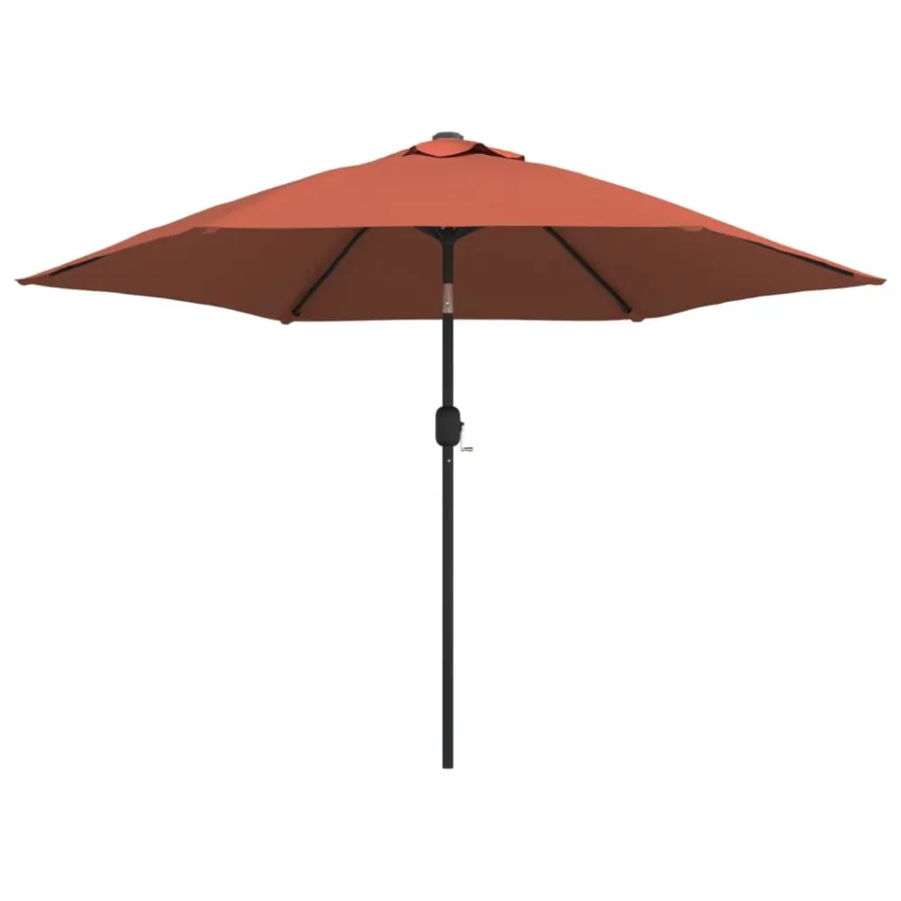 Guarda-sol de jardim com luzes LED e poste ço 300 cm terracota para Jardim e Pátio