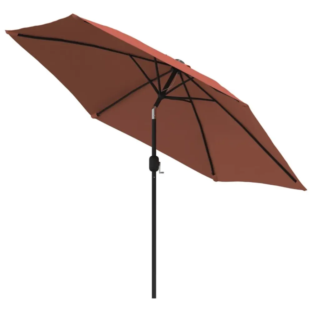 Guarda-sol de jardim com luzes LED e poste ço 300 cm terracota para Jardim e Pátio
