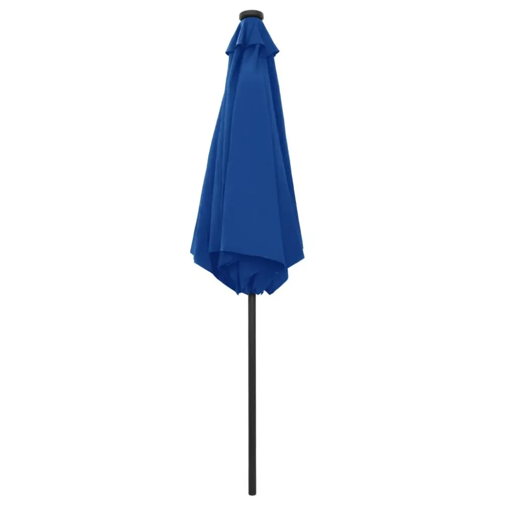 Guarda-sol jardim com luzes LED/poste alumínio 270 cm azul-ciano (À Prova de Intempéries)