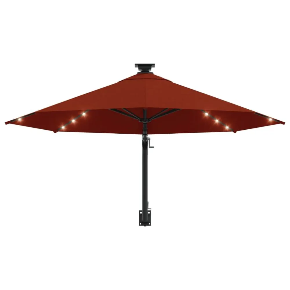 Guarda-sol para jardim de parede com luzes LED 300 cm terracota para Jardim e Quintal