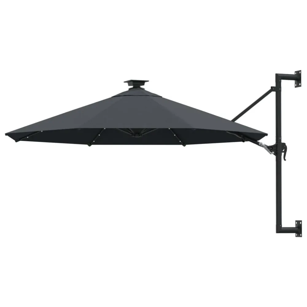 Guarda-sol para jardim de parede com luzes LED 300 cm antracite (À Prova de Intempéries)
