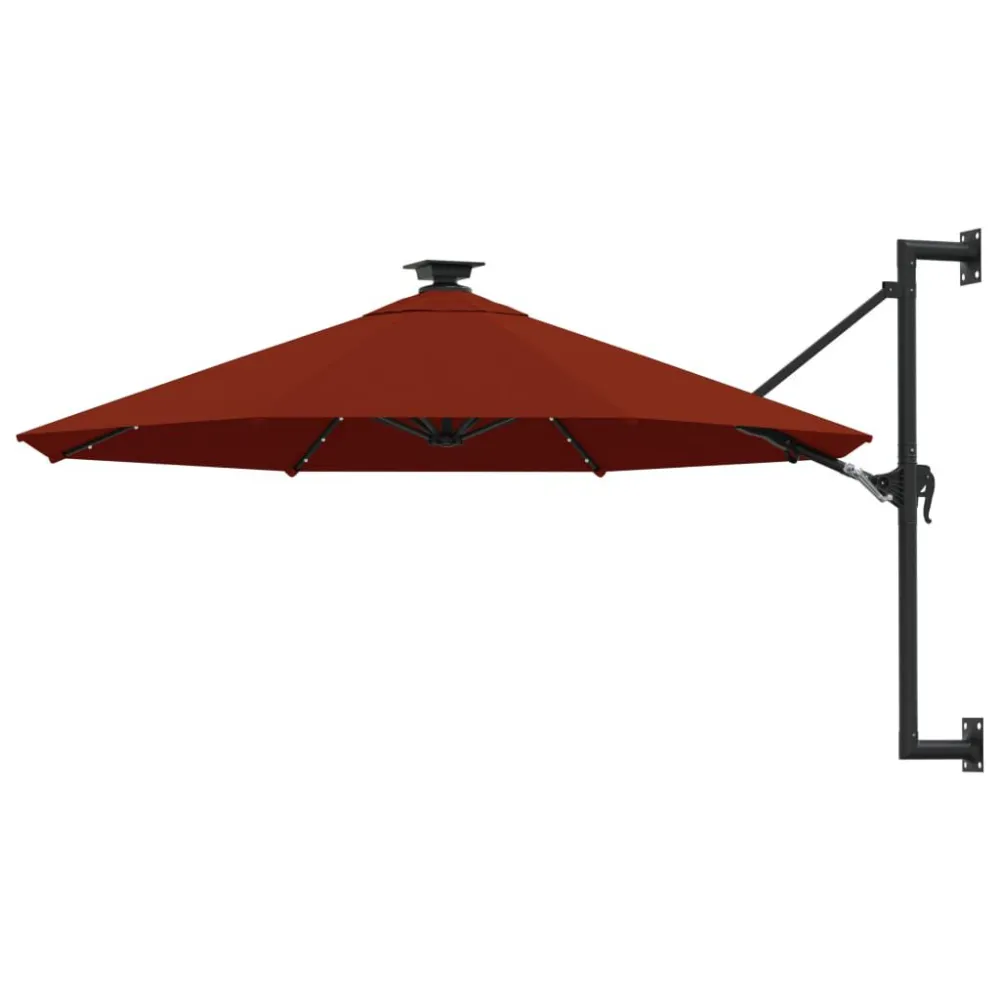 Guarda-sol para jardim de parede com luzes LED 300 cm terracota para Jardim e Quintal