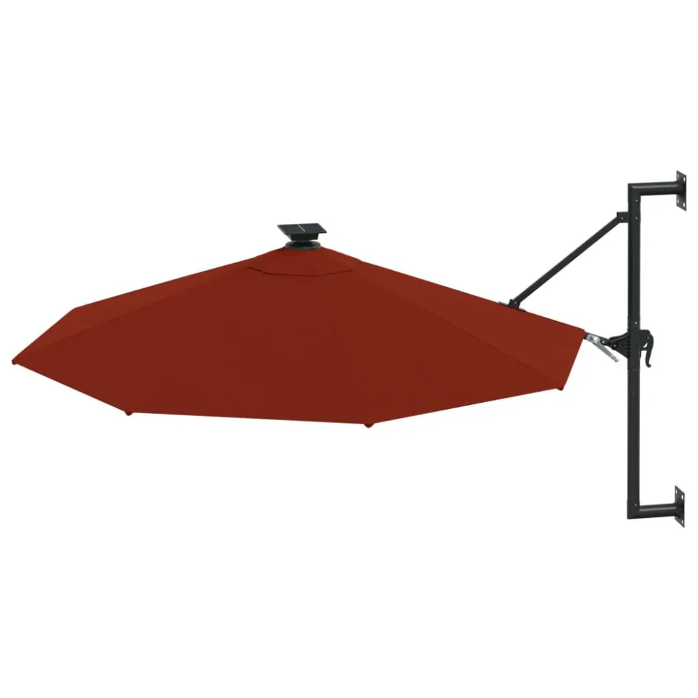 Guarda-sol para jardim de parede com luzes LED 300 cm terracota para Jardim e Quintal