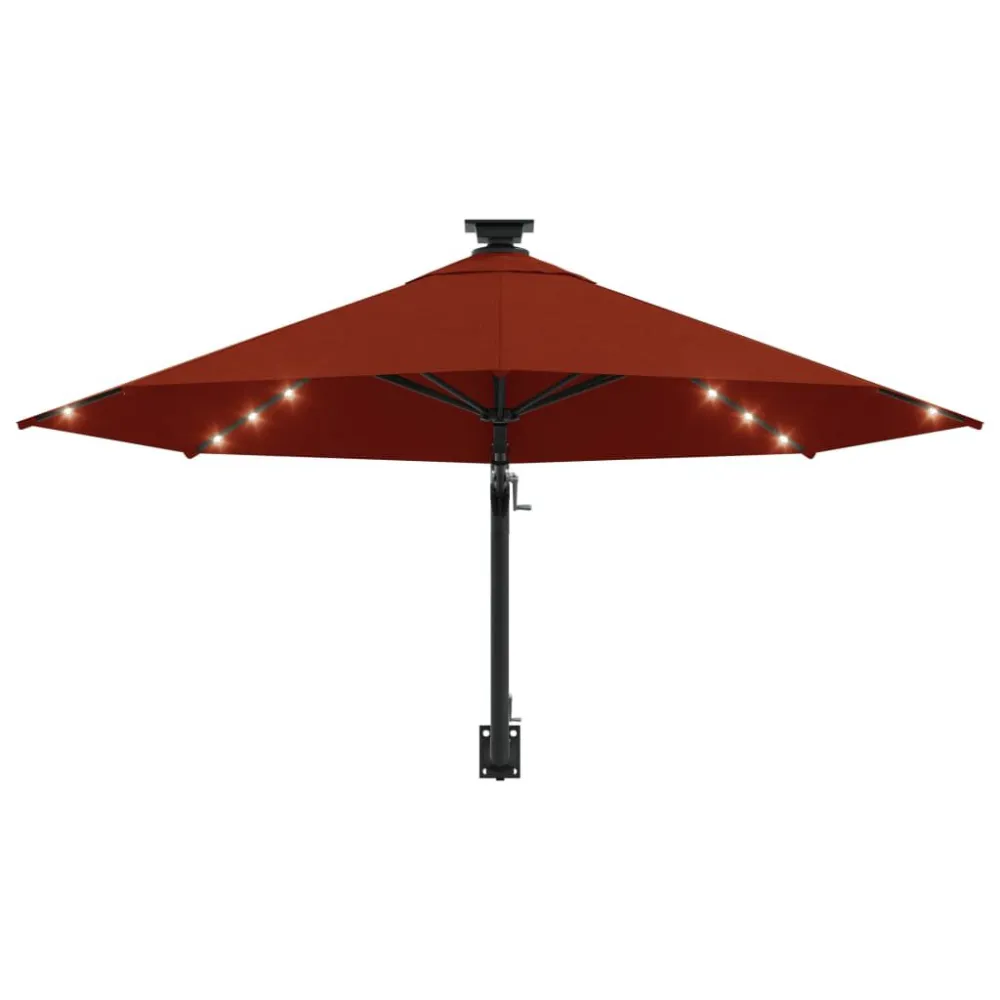 Guarda-sol para jardim de parede com luzes LED 300 cm terracota para Jardim e Quintal