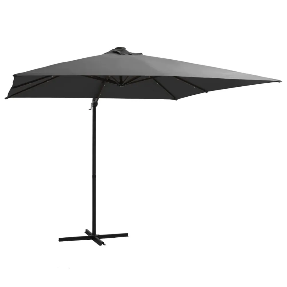 Luminária de Parede Externa Guarda-sol cantilever luzes LED/poste ço 250x250 cm antracite