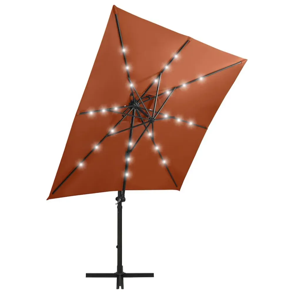 Luminária de Parede Externa Guarda-sol jardim cantilever poste/luzes LED 250 cm terracotta