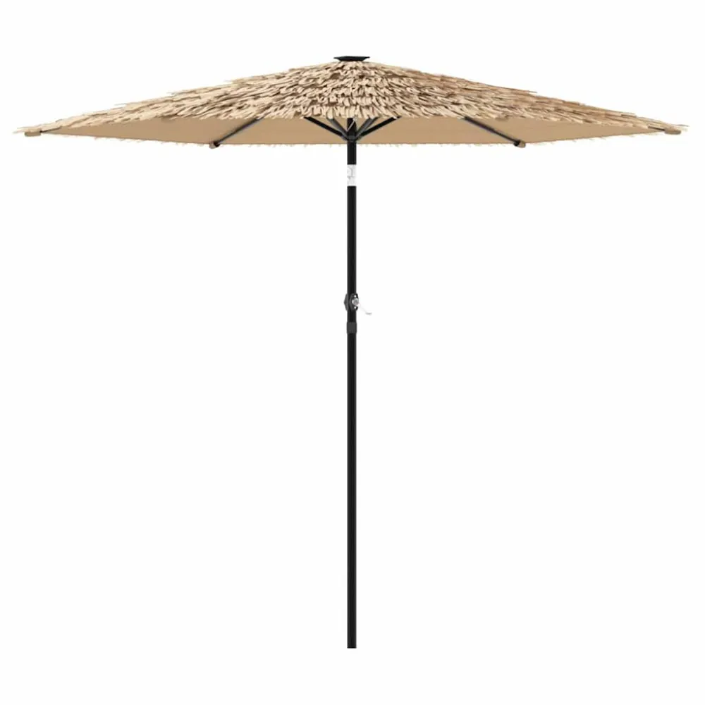 Luz de Passagem Guarda-sol com luzes LED e poste de ço 223x223x213 cm castanho