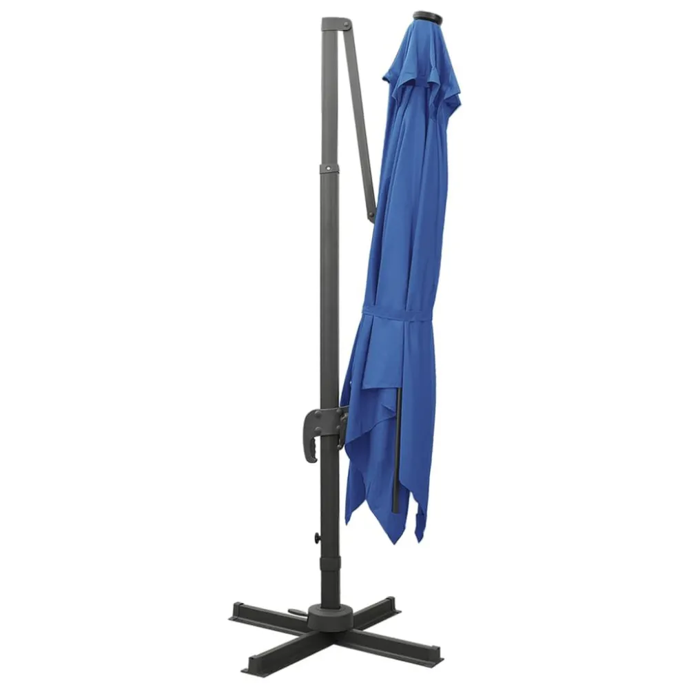 Luz de Passagem Guarda-sol jardim cantilever poste/luzes LED 300 cm azul-ciano