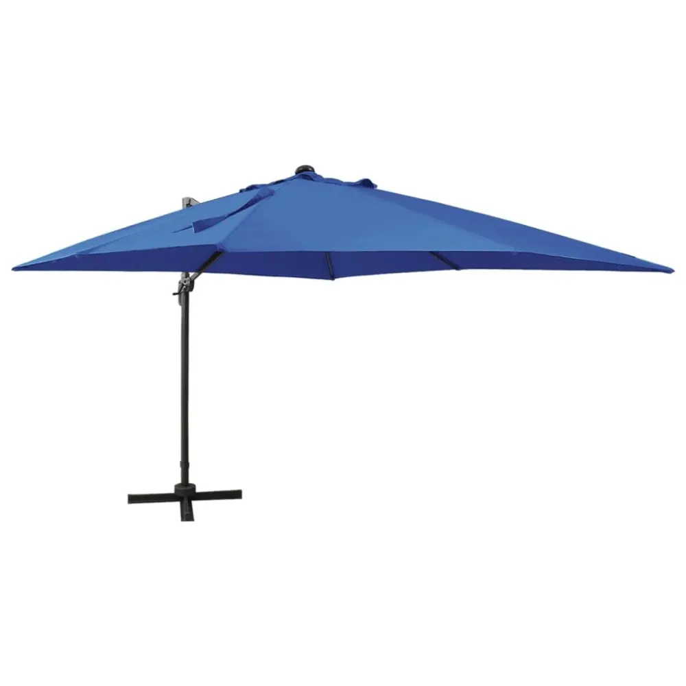 Luz de Passagem Guarda-sol jardim cantilever poste/luzes LED 300 cm azul-ciano