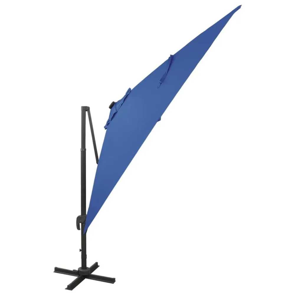Luz de Passagem Guarda-sol jardim cantilever poste/luzes LED 300 cm azul-ciano