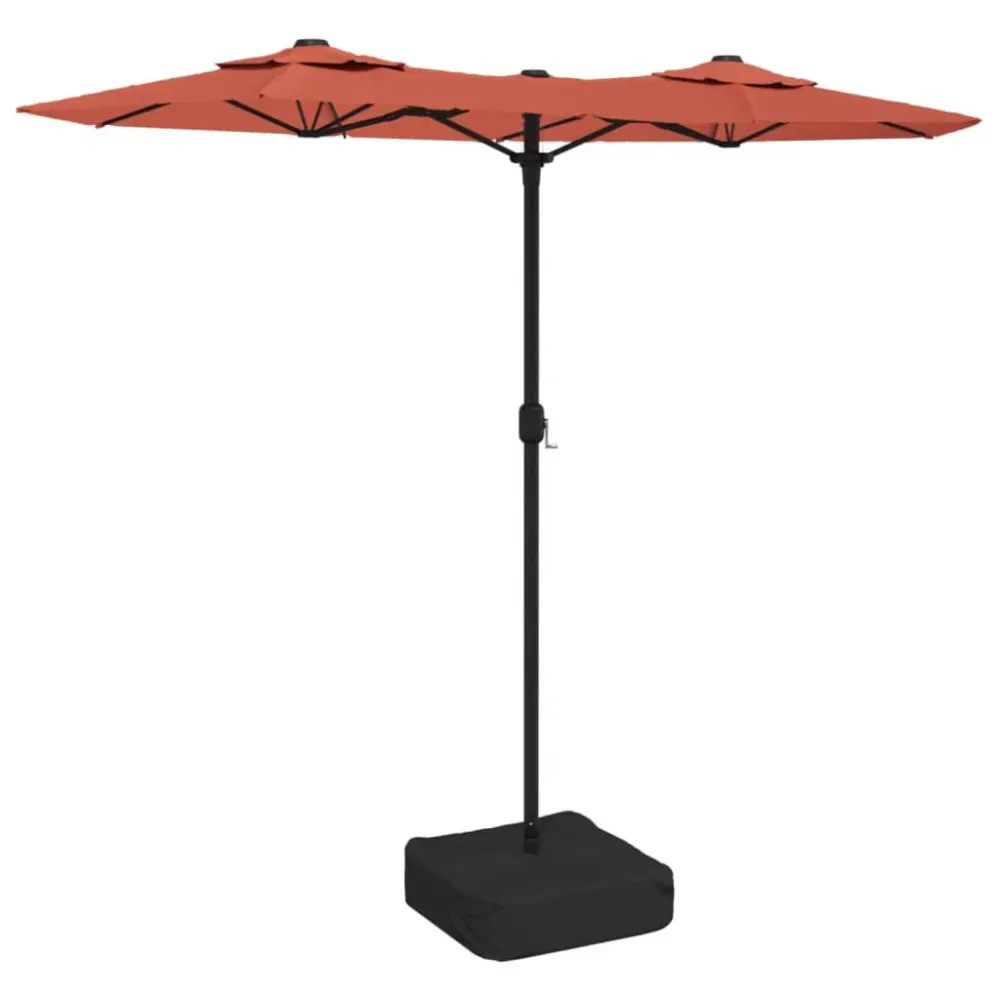 Projetor de Jardim Guarda-sol de jardim com cabeç dupla/LED 316x240 cm terracotta
