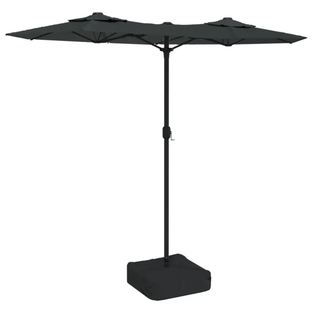 Projetor de Jardim Guarda-sol jardim com cabeç dupla/luzes LED 316x240cm antracite