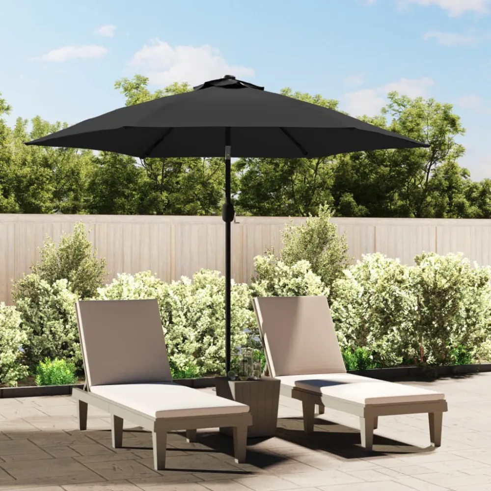 Refletor LED Solar Guarda-sol exterior com luzes LED e poste ço 300 cm antracite