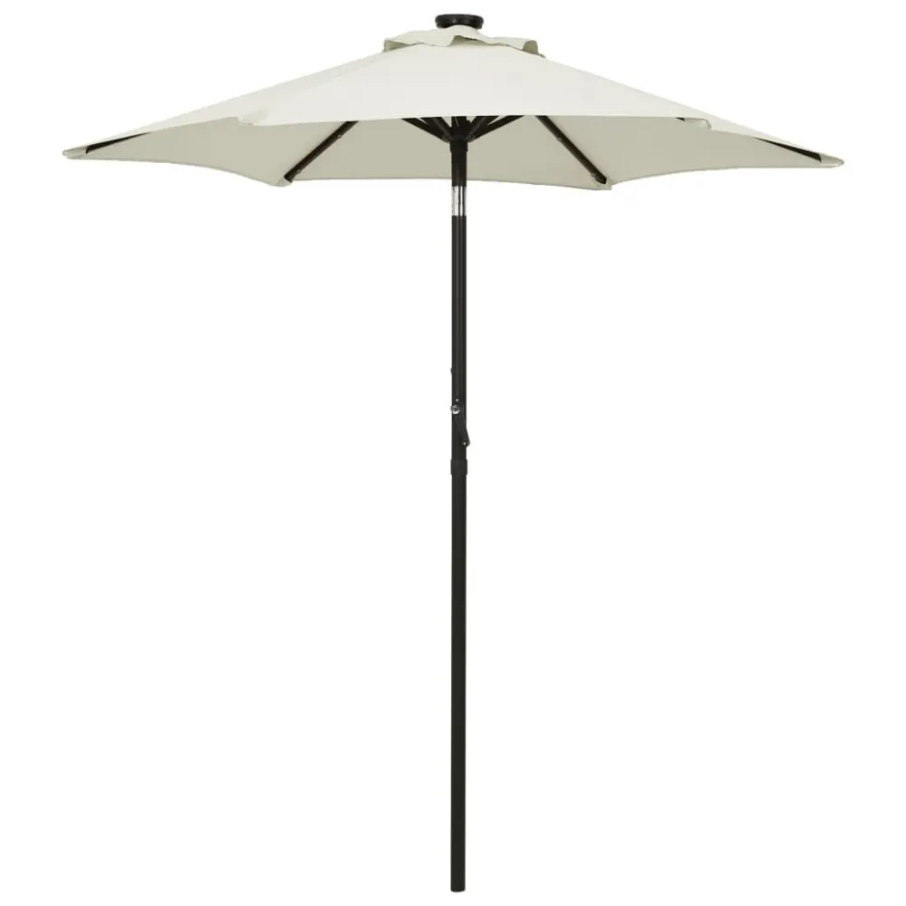 Refletor LED Solar Guarda-sol de jardim com luzes LED 200x211 cm alumínio areia
